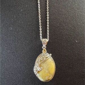 Sterling Silver Stone Pendant Necklace